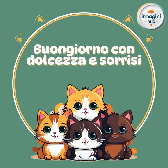 Buongiorno con un dolce sorriso, trasmettendo calore e positività per iniziare la giornata.