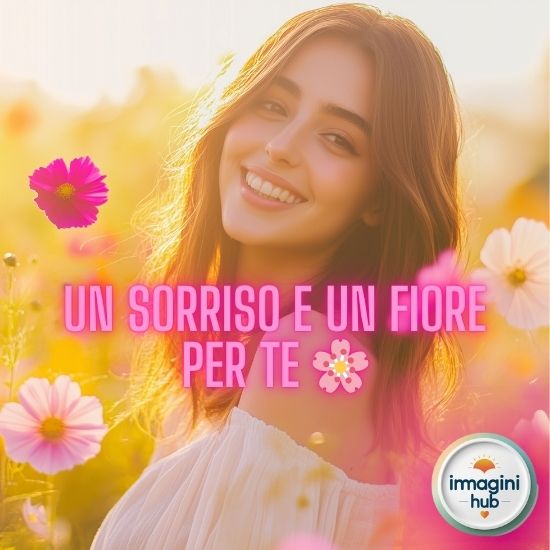 Un sorriso e un fiore colorato, simboli di affetto e gioia, offerti con dolcezza a qualcuno di speciale.